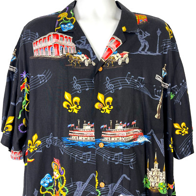 Paradise Found Mardi Gras Mens Shirt size 2XL New Orleans Jazz Bourbon Street