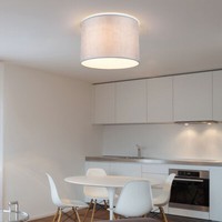 Deckenleuchte Schlafzimmerlampe Wohnzimmerleuchte Textil Grau Weiß 3-Flammig E27