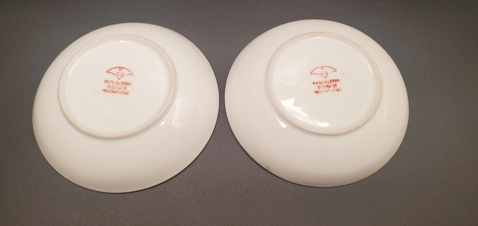 Set of 2 Antique Japanese Porcelain Eagle Amoral Bowl Hand Painted in Hong Kong - Image 2 of 4