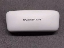 Calvin Klein Jeans White Clamshell Glasses Hard Case 6 1/2 X 2 1/2 X 2 Inches 
