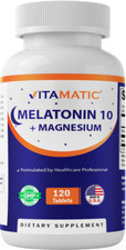 Vitamatic Melatonin 10 mg with Magnesium 200 mg 120 Tablets - High Potency Sleep