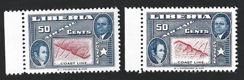 Liberia #C69 1952 Ashmun & Maps 50c CENTER INVERTED error MNH
