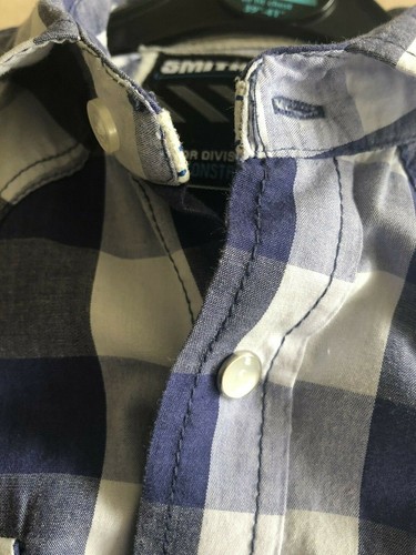 Smith & Jones Shirt Medium Blue Check Short Sleeve - Picture 5 of 5