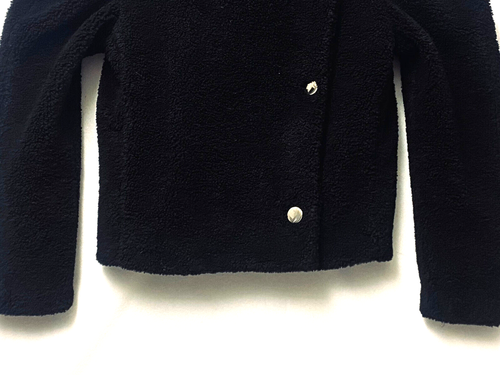 NWT Inc International Concepts Cropped Sherpa Puff-Sleeve Jacket Black Small - Picture 3 of 11
