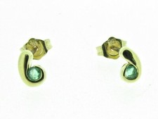 9 ct gold swirl stud earrings with emeralds