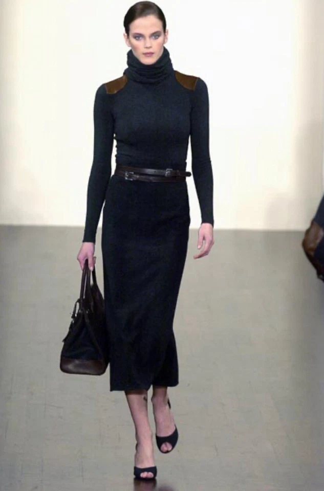 Ralph Lauren Collection Ricky 33 Bag Wool Leather Runway 2005 Satchel Purse - Image 3 of 4