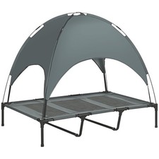 PawHut Elevated Portable Dog Cot Pet Bed with UV Protection Canopy Shade,48"Gray