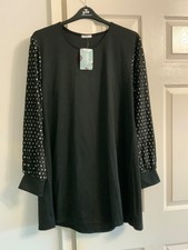New Tillets Smock swing tunic Dress black and white spotty  M/L size 20/22