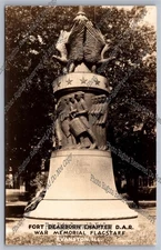RPPC Fort Dearborn Chapter D.A.R. War Memorial Evanston IL Real Photo Postcard