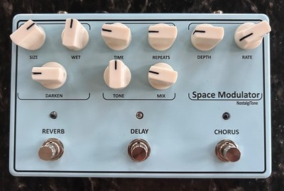 Nostalgitone Space Modulator Reverb Delay and Chorus All In One Guitar Pedal.