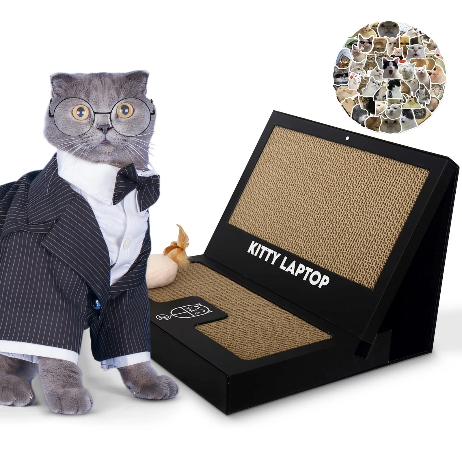- Toy Cat Laptop with 2 Scratchboards + Catnip Mouse Toy for Cats + 50pack Ca...