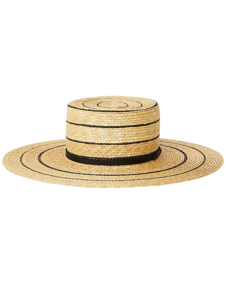 Btb Los Angeles Piper Stripe Straw Hat Womens Black M 12490₽