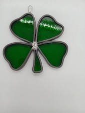 Vtg Shamrock Leaded Stained Glass Hanging Suncatcher
