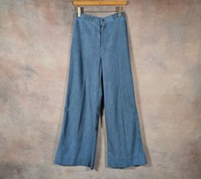 Vintage 1960s Blue Denim Bell Bottoms 29" Waist Hippie Boho Flare Pants