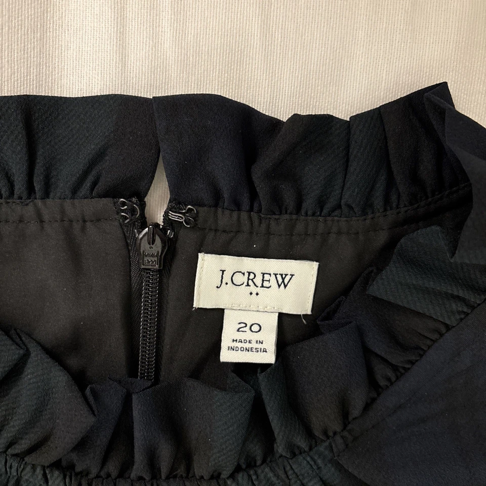 Vestido J Crew Talla 20 Reloj Negro Cuadros Volantes Cuello Cambio Vacaciones Elegante NUEVO Foto 2 de 4