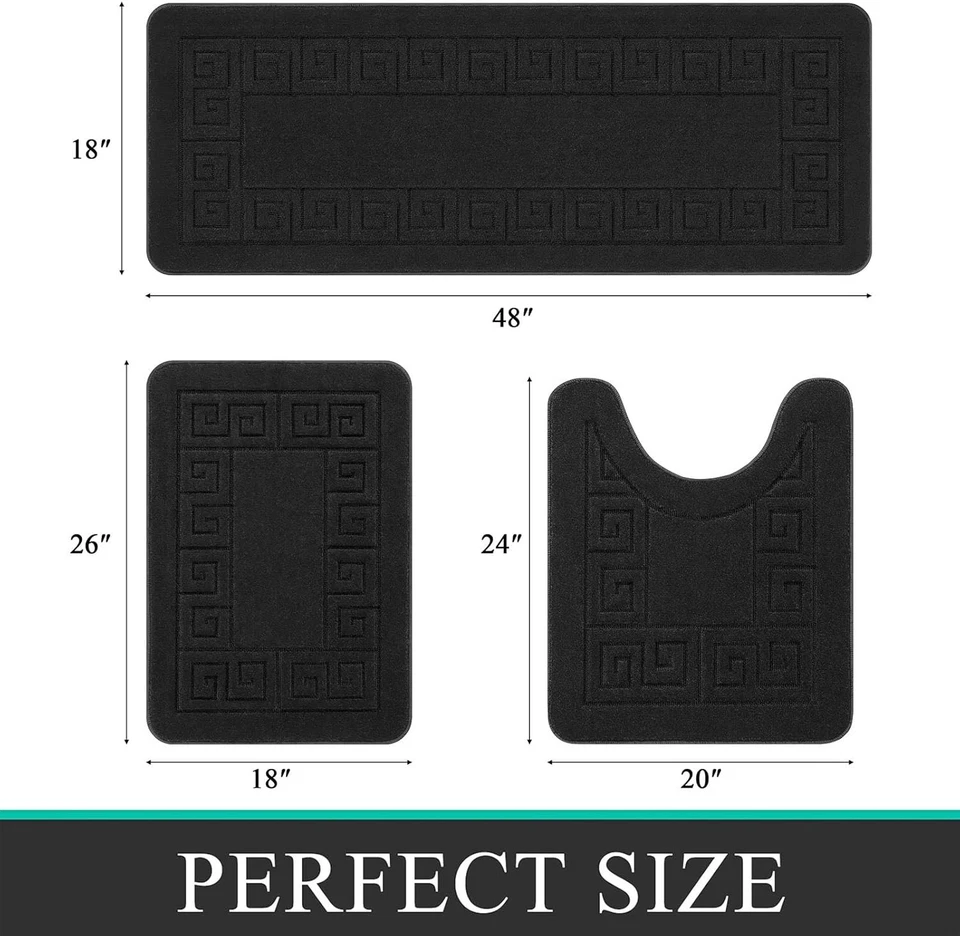 Juego de baño 3 piezas alfombras antideslizantes de microfibra en forma de U alfombrilla de inodoro absorbente Foto 4 de 4