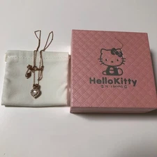 clean Hello kitty silver925 gold color Heart necklace with Box Sanrio Genuine