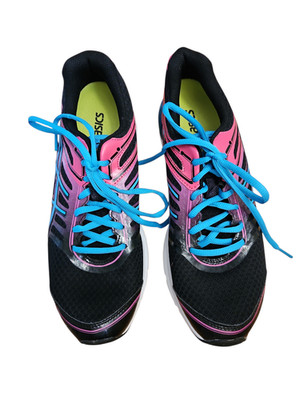 ASICS Gel Storm Womens Running Shoes Size 10 Black Pink Blue Sneakers  Vintage
