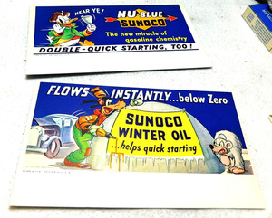 Two 1939 Disney Cartoon Advertising Sunoco Oil Blotters/ Donald Duck + Goofy / Z