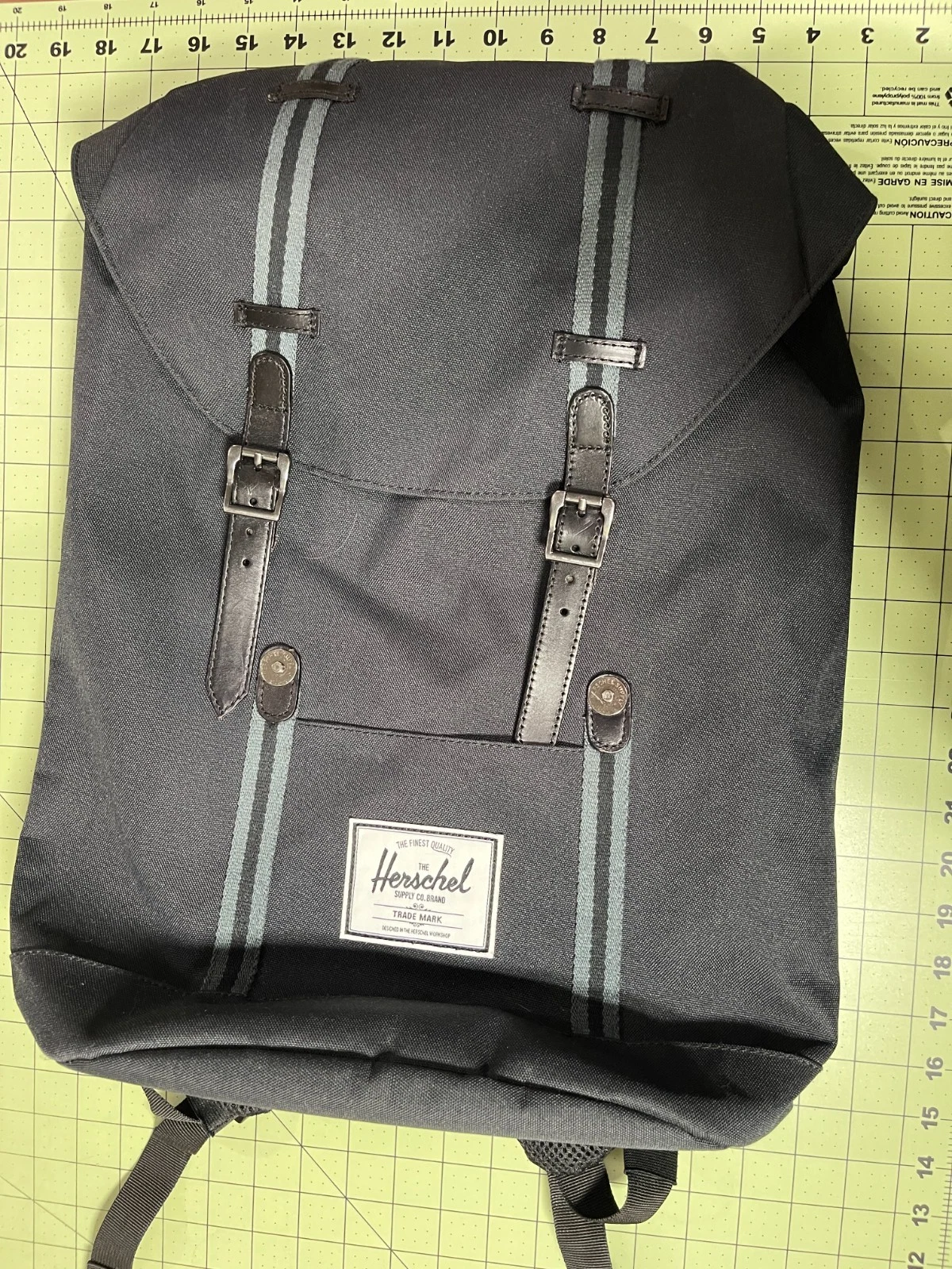Herschel Supply Co. Retreat Backpack Black Drawstring Bookbag 17" Travel