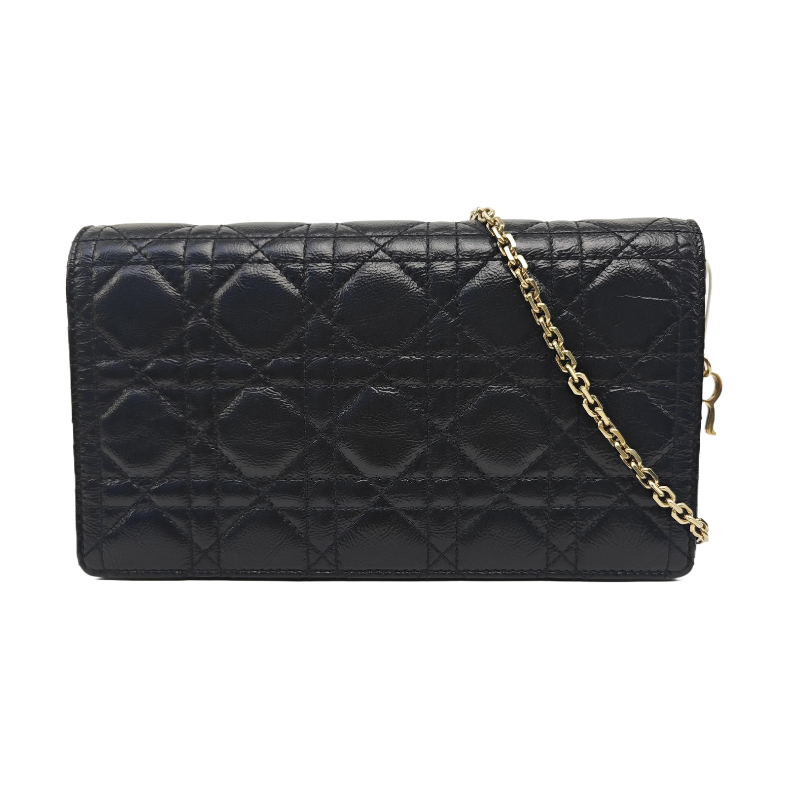 Dior Pre-Owned Authentic Lady Dior Shoulder Bag Black 21.5*11.5*3cm Sheepskin