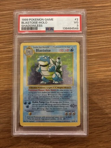 PSA 3 Blastoise Shadowless Holo Rare Base Set 1999 Pokemon Card #2