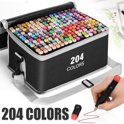 Profi 204 Farben Marker Stifte - Filzstifte Set - Permanenter Marker Twin Tip