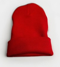 Beanie Hat Plain Knit Ski Winter Warm Adult Unisex Red