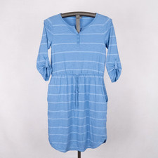 T by Talbots Casual Dress Women's SMALL PETITE Blue Stripe 100% Cotton