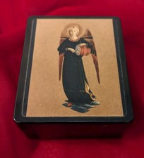 Renaissance Angel Black Plastic Trinket Box Fra Angelico 3"x2.5"x1.5"