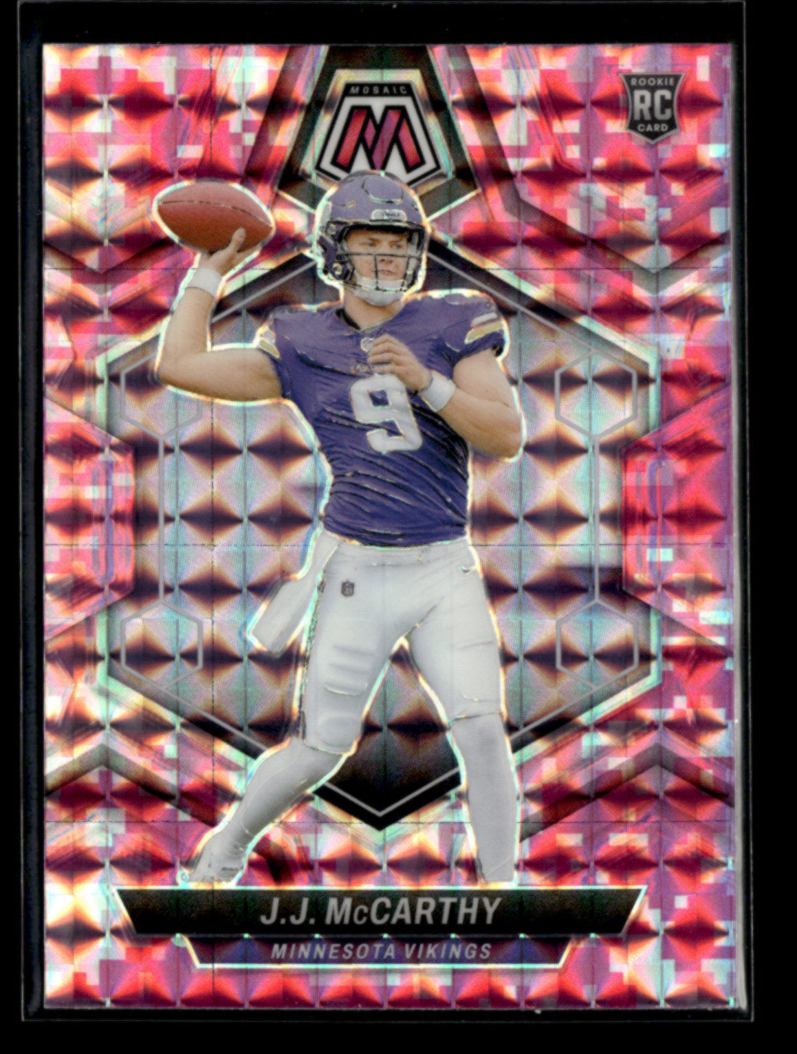J.J. McCarthy RC 2024 Panini Mosaic Football Rookie Camo Pink #310 Vikings [bmb5