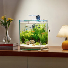 5 Gallon Fish Tank Aquarium Smart Square Clear Glass 3 Color Self Cleaning
