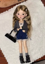 Handmade Landoudou Soft Mohair 1/6 BJD Doll Wig SD Long Wavy Curly Hair Girl Toy