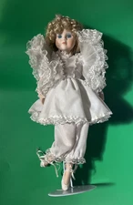 Delton Vintage Flower Ballerina Porcelain Doll 16" with stand