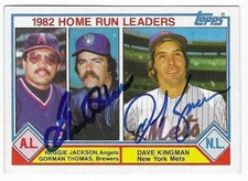 GORMAN THOMAS & DAVE KINGMAN 1983 TOPPS AUTOGRAPHED SIGNED # 702 BREWERS METS