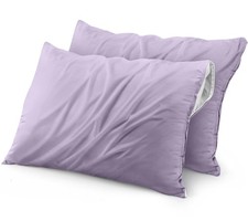 Queen Pillow Protectors Waterproof, Zippered Encasement, Bed Bug Proof, Purple
