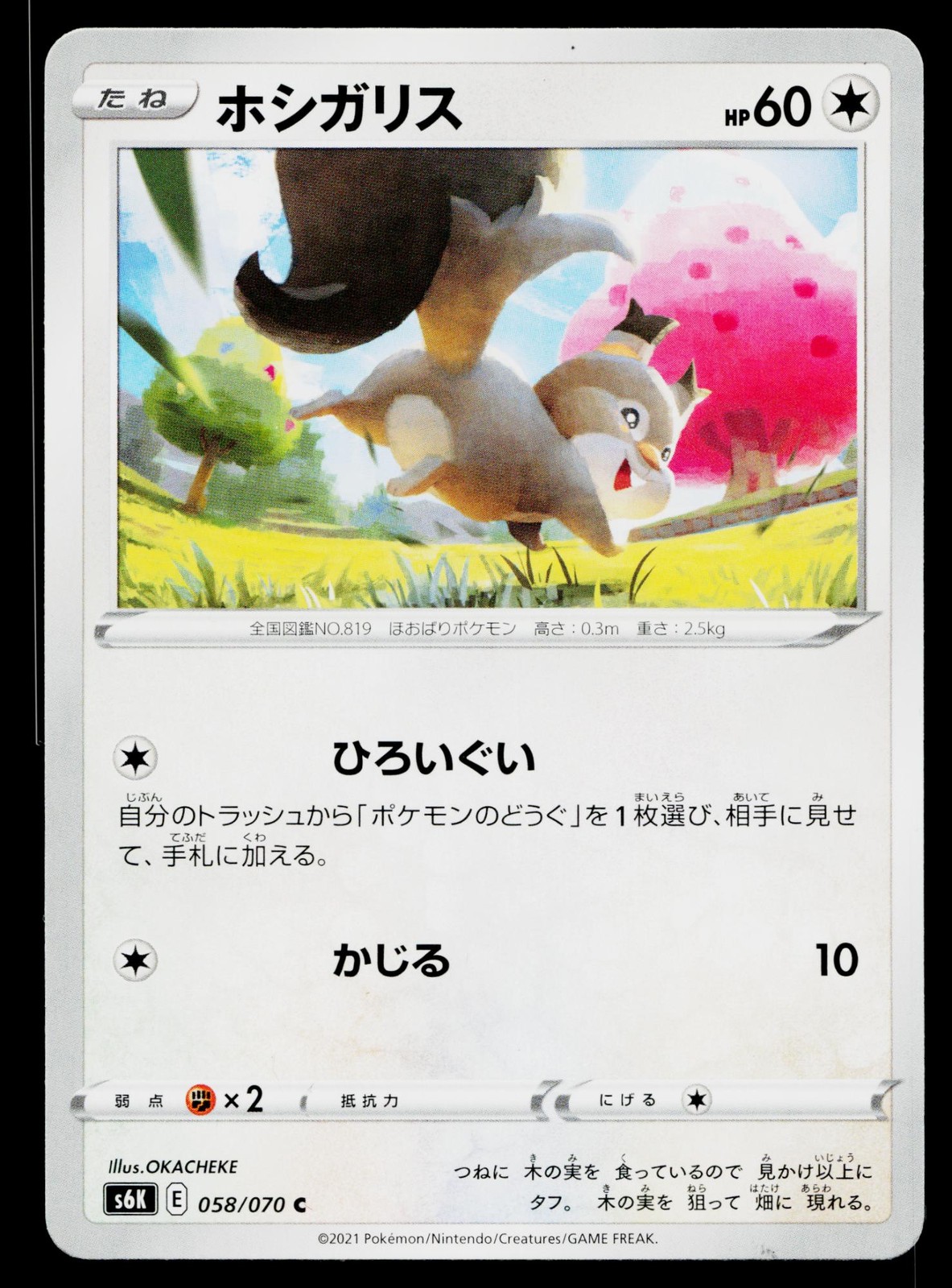 Skwovet 058/070 Rare Jet Black Spirit Pokemon Japanese Lightly Played