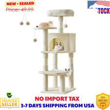 44" Multi Level Cat Tree Tower,Cat Scratching Posts w Large Top Perch Hammock