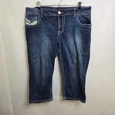 Lane Bryant Capris Jeans 18 Thick Stitch Dark Wash Stretch Denim Crop 19x20