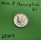1944-P Mercury Dime 10c BU Uncirculated Coin  90% Silver