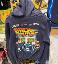 Universal Studios Back To The Future 40th Anniversary Zip-Up Hoodie X-LARGE NWT 