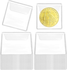50 Pack Plastic Coin Sleeves, 2.1 X 2.1 Inch Clear Plastic Coin Protectors