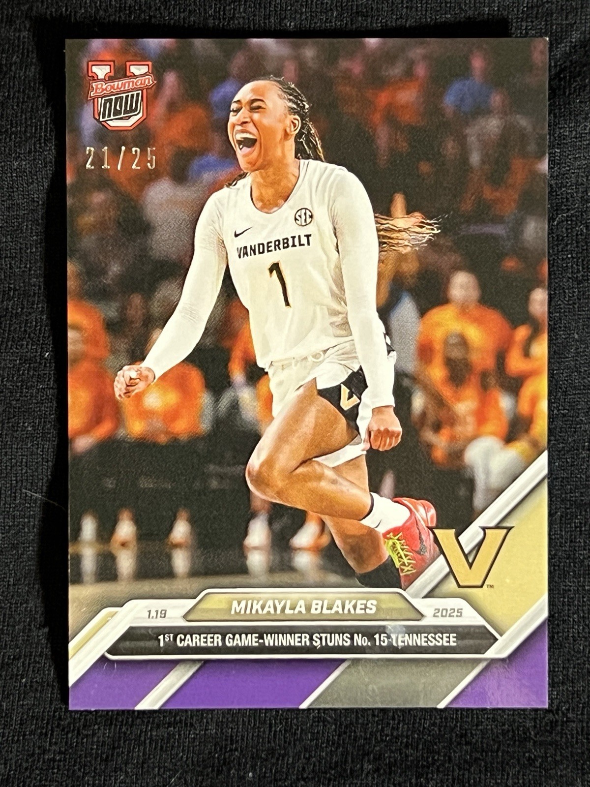 Mikayla Blakes Vanderbilt 2024-25 Bowman U NOW Topps 50 Purple 21/25 NCAA