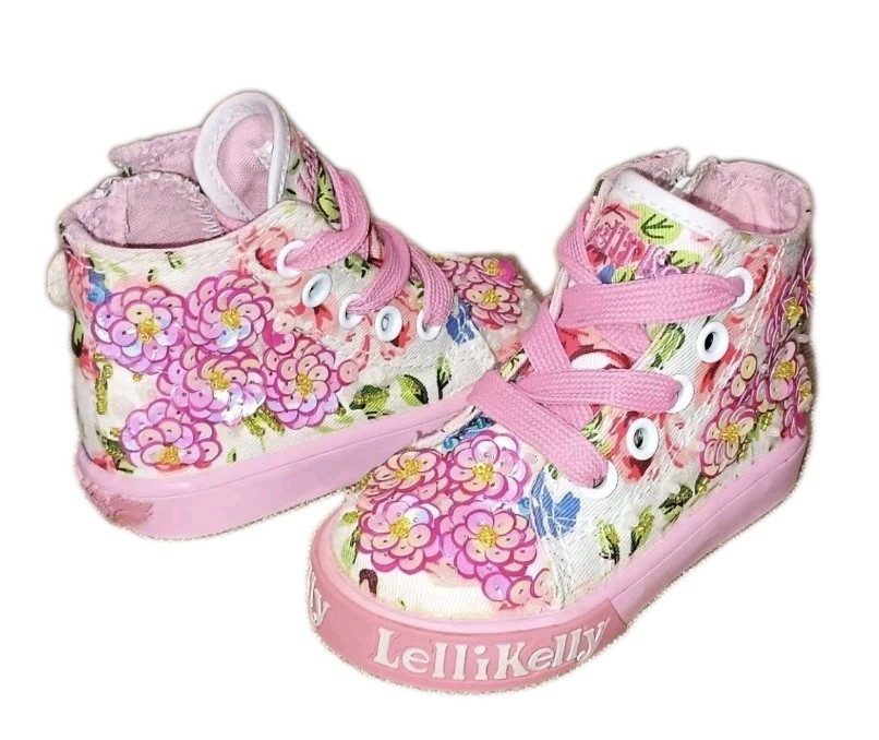 Lelli Kelly 4 US 20 EU Baby Girl Sequin Embellished High-Top Sneakers Canvas