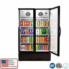NEW 38" Commercial 2 Glass Door Merchandiser Refrigerator Display Cooler 21 Cu