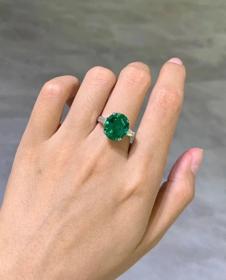 3.50 Ct Oval Cut Natural Emerald Diamond Wedding Ring 14K Solid Real White Gold - Image 4 of 4