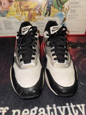 RARE 2008 Nike Air Max 1 Metallic Silver Black Red Size 11
