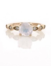 Natural Moonstone engagement ring solid 14k Gold size 8