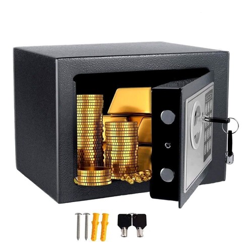 with Key Small Safe Box Digital Keypad Security Box Wall Safe Home Office - Picture 5 of 11