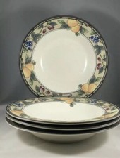 4 Mikasa Intaglio Garden Harvest CAC29 Rimmed Soup/Pasta Bowls 9 1/4" AA5